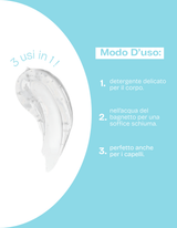 Detergente baby bio 3 in 1 Bubbly Bear – texture leggera per corpo, bagnetto e capelli