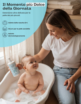 Mamma che lava il neonato con il detergente baby bio 3 in 1 Bubbly Bear – adatto dalla nascita, testato dermatologicamente