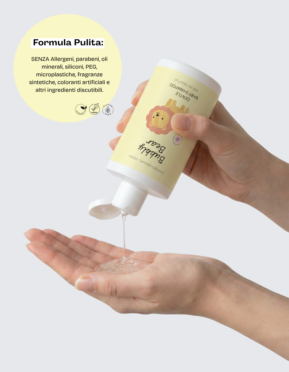 Shampoo baby bio Bubbly Bear – formula pulita senza allergeni, parabeni, siliconi e microplastiche